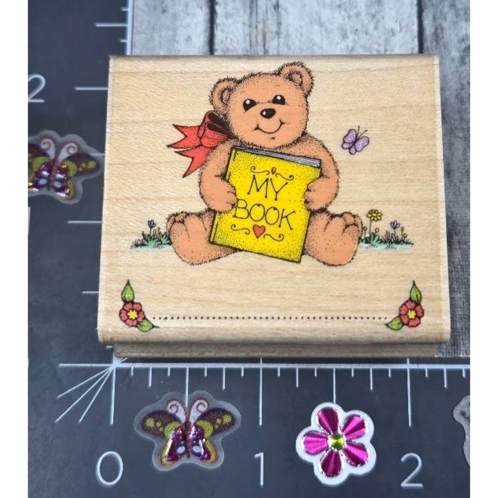 Hero Arts My Book Teddy E211 1990 Rubber Stamp Wood #P31